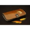 Art Merk Tube Fly Wallet. MEDIUM. Brown Leather & Fly In Gold