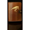 Art Merk Hook & Tube Fly Wallet. COMPACT. Brown Leather & Fly In Gold
